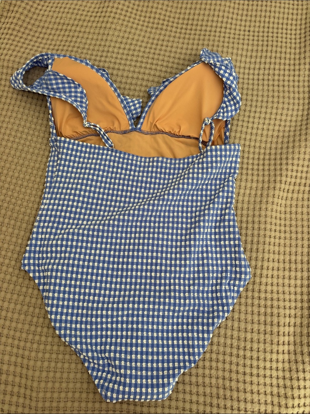J. Crew Blue and White Gingham One-Piece Swimsuit - Picture 2 of 3